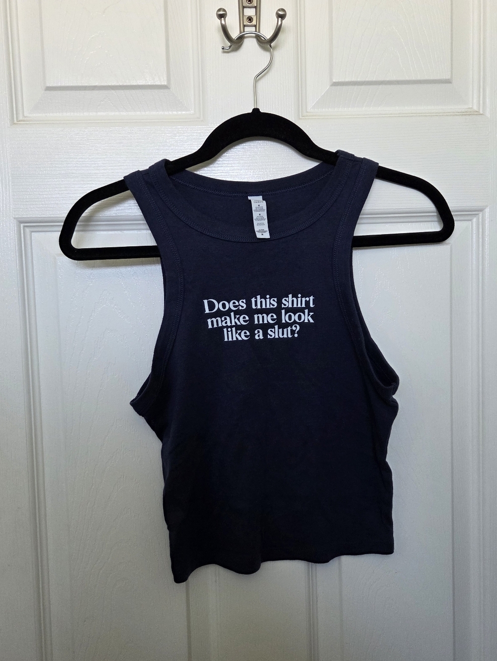 Navy Graphic Writing Muscle Tank Top Streetwear Festival grunge Party Y2k Medium